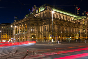 Fototapeta na wymiar Vienna state opera at night, Vienna, Austria