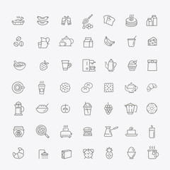 vector outline breakfast icons