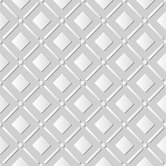 Seamless 3D white paper cut art background 415 round corner square check cross line