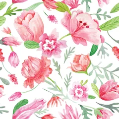Deurstickers Romantic Watercolor Summer pattern  © Kisika