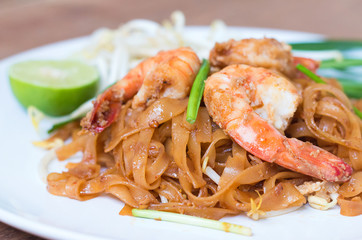 Shrimps Pad Thai, Thai Food, Thailand's national dishes.