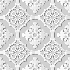 Seamless 3D white paper cut art background 419 curve round cross kaleidoscope