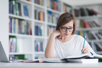 student study in library