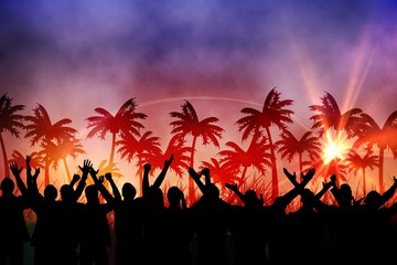 Composite image of people enjoying a party