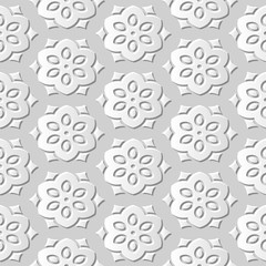 Seamless 3D white paper cut art background 431 vintage polygon flower cross