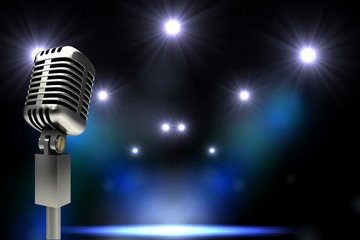 Composite image of people enjoying a microphone