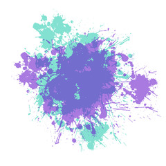 Two silhouettes grunge style spot with droplets, smudges, stains, splashes. 