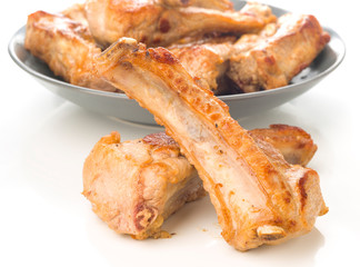 chop dish fried pork on white