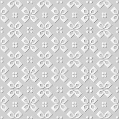 Seamless 3D white paper cut art background 436 vintage cross round check