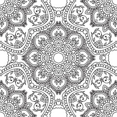 Coloring pages for adults.Decorative hand drawn doodle nature ornamental curl vector sketchy seamless pattern.