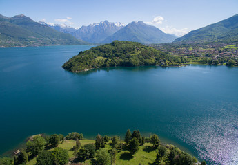 Fototapeta na wymiar Aerial - Lago di Como (IT) - Baia di piona