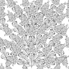 Vector decorative seamless black and white flowers