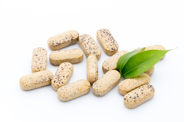 Alternative Medicine. Vitamin capsules. Homeopathic supplement.