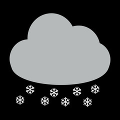 Gray cloud with snow flake icon vector on black background