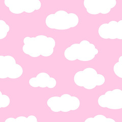 Pink sky with clouds seamless pattern vector.