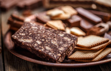 Chocolate salami slices