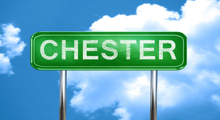 chester vintage green road sign with highlights
