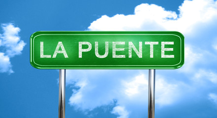 la puente vintage green road sign with highlights