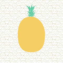 Vector background with the color silhouette of pineapple and texture of the fruit