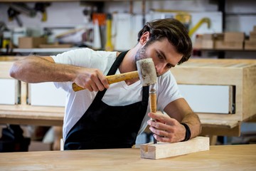 Carpenter working on his craft