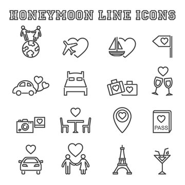 honeymoon line icons