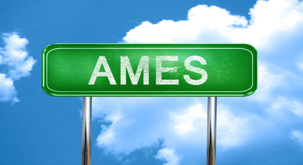 ames vintage green road sign with highlights