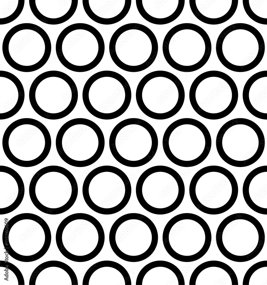 Poster seamless pattern with outline circles. monochrome version.