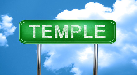 temple vintage green road sign with highlights