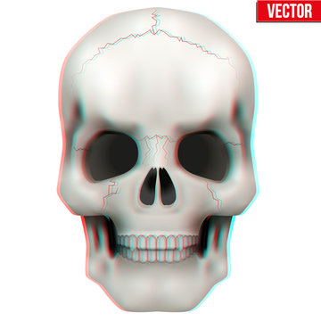 Vector Human skull with open mouth.