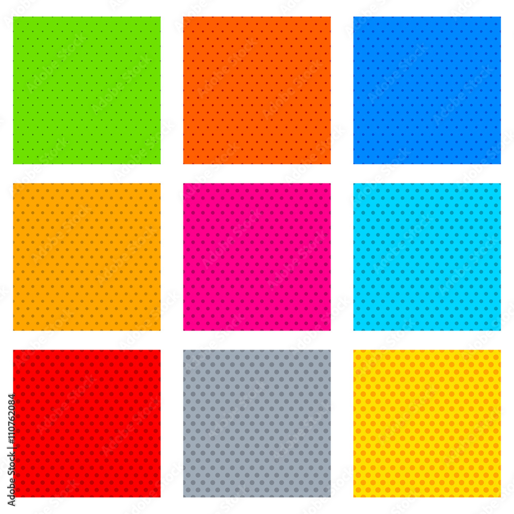 Fototapete polka dots, dotted pattern set. colorful repeatable patterns. se