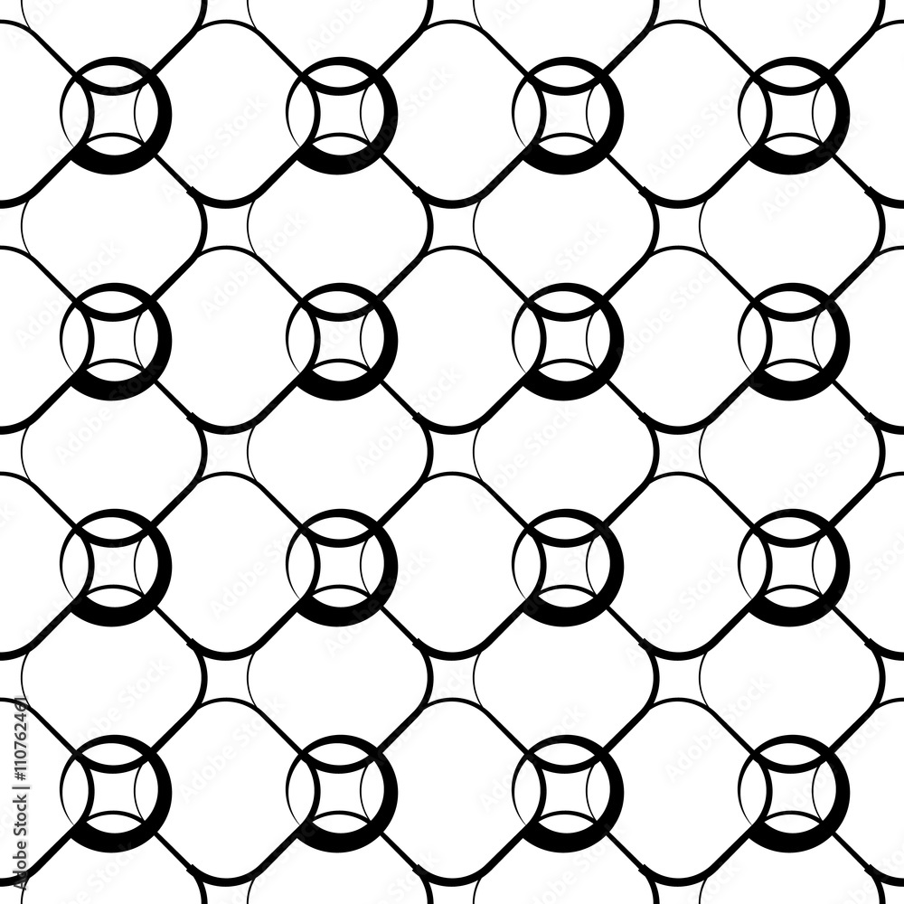 Poster seamlessly repeatable geometric, monochrome pattern with rounded