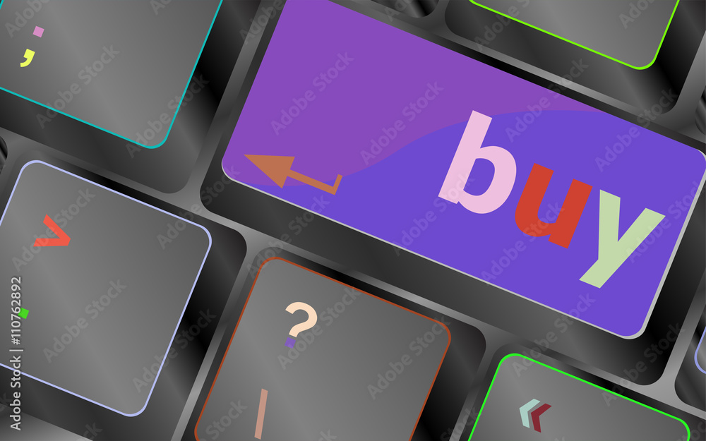 Poster keyboard buy now icon - business concept vector keyboard key. keyboard button. vector illustration