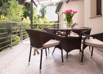 Garden furniture on the balcony