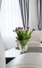 Vase with tulips bunch