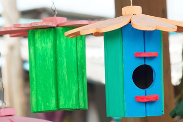 colorful birdhouse.