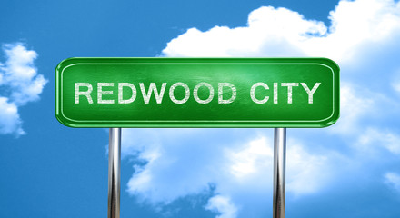 redwood city vintage green road sign with highlights