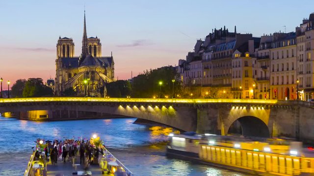 Paris, France, Timelapse of Notre dame de Paris cathedral, HD video (1920X1080)