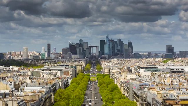 Paris, Financial district la Defense, Timelapse, HD (1920X1080)