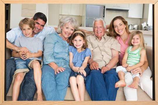 Composite image of happy family portrait 