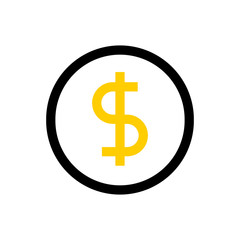 Dollar, coin, money line icon.