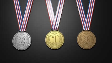First,second and third places medals