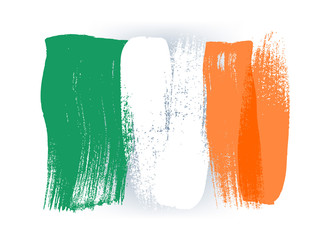 Ireland colorful brush strokes painted flag.
