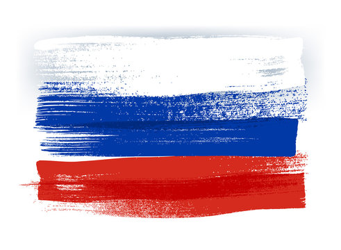 Russia colorful brush strokes painted flag.