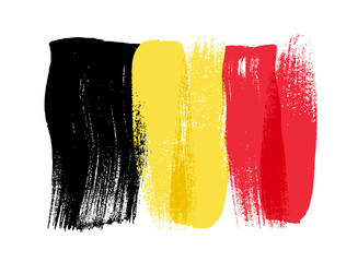 Belgium colorful brush strokes painted flag. - obrazy, fototapety, plakaty