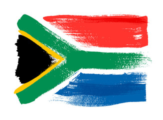 South Africa colorful brush strokes painted flag.