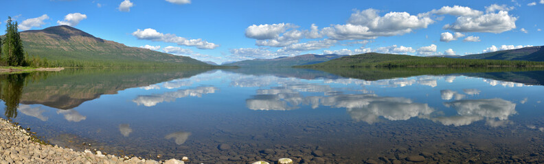 Lake panorama on the Putorana plateau.