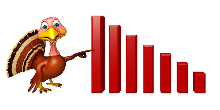 Turkey cartoon character with graph