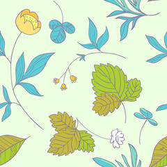 Fototapeta na wymiar Forest herbs. vector floral seamless pattern