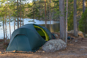 Tent camp in the forest