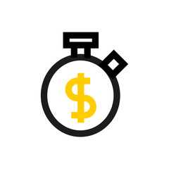 Time is money, clock line icon